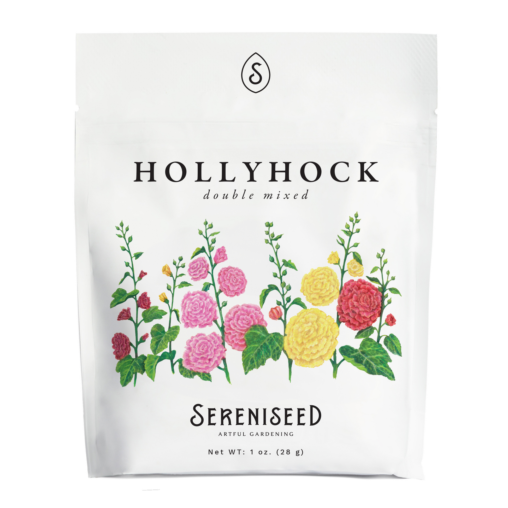 Double Mixed Hollyhock Flower Seeds (1 oz) - 100% Non-GMO, Open Pollinated