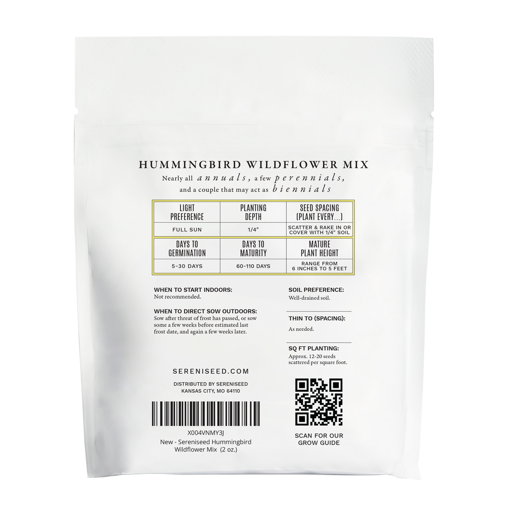 Hummingbird Mix Wildflower Seeds (2 oz) - 100% Non-GMO, Open Pollinated