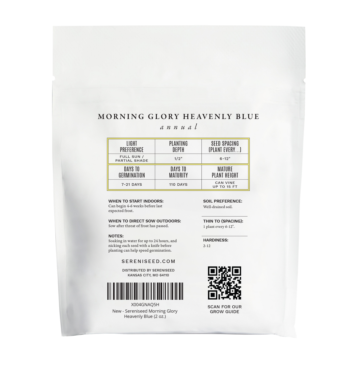 Heavenly Blue Morning Glory Flower Seeds (2 oz) - 100% Non-GMO, Open Pollinated