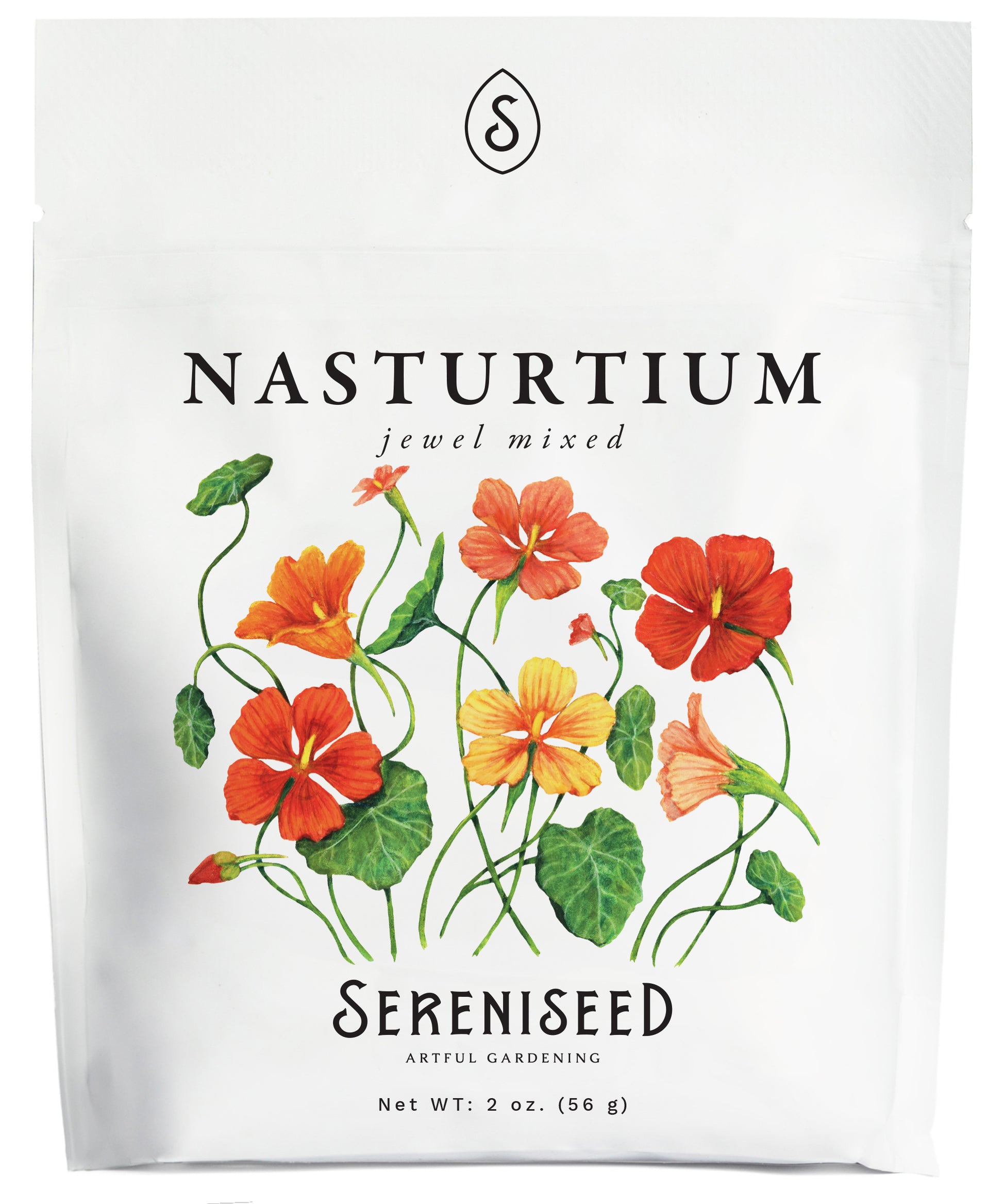 Jewel Mix Nasturtium Flower Seeds (2 oz) - 100% Non-GMO, Open Pollinated