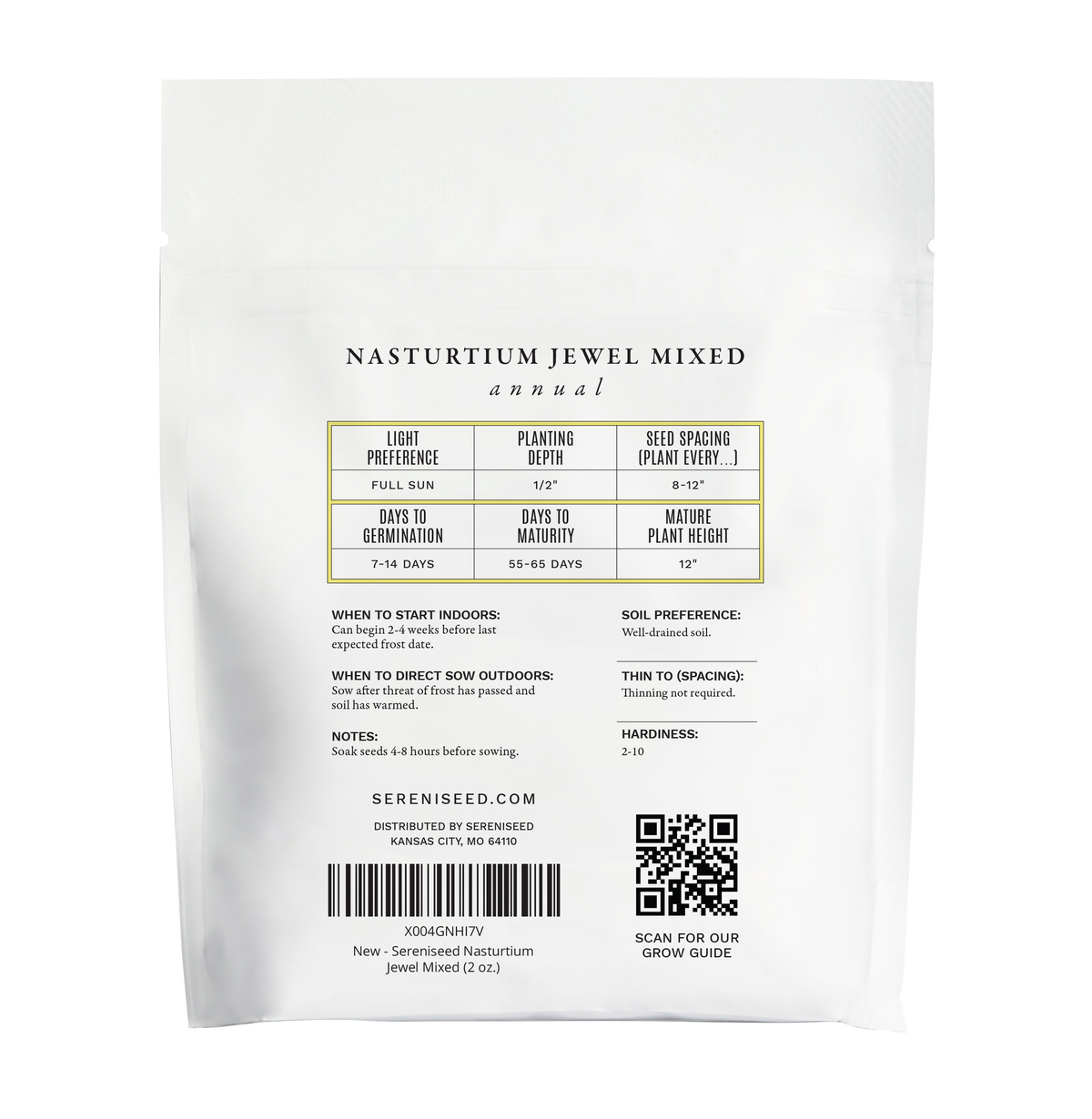 Jewel Mix Nasturtium Flower Seeds (2 oz) - 100% Non-GMO, Open Pollinated