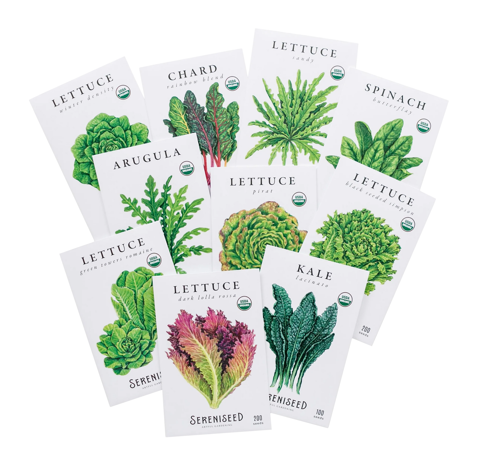 Organic Leafy Greens Seeds (10-Pack)