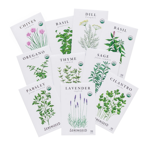 herb and flower seeds Sereniseed Certified Organic Herb Seeds 10 Pack – Non Gmo Heirloom