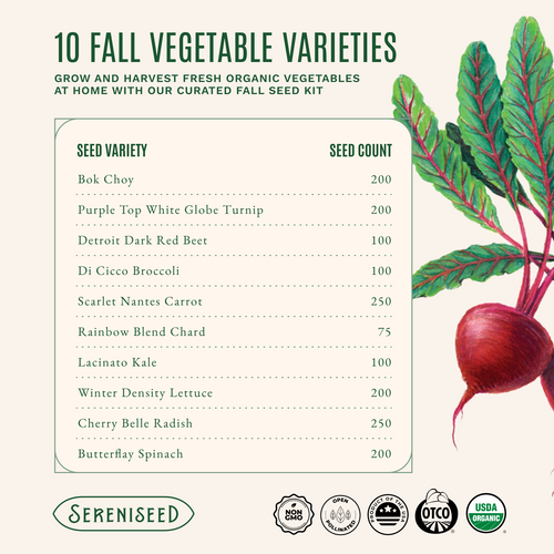 Certified USDA Organic Fall Vegetable Seeds 10-Pack
