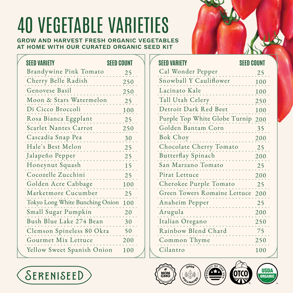 Organic Vegetable Seeds (40-Pack)